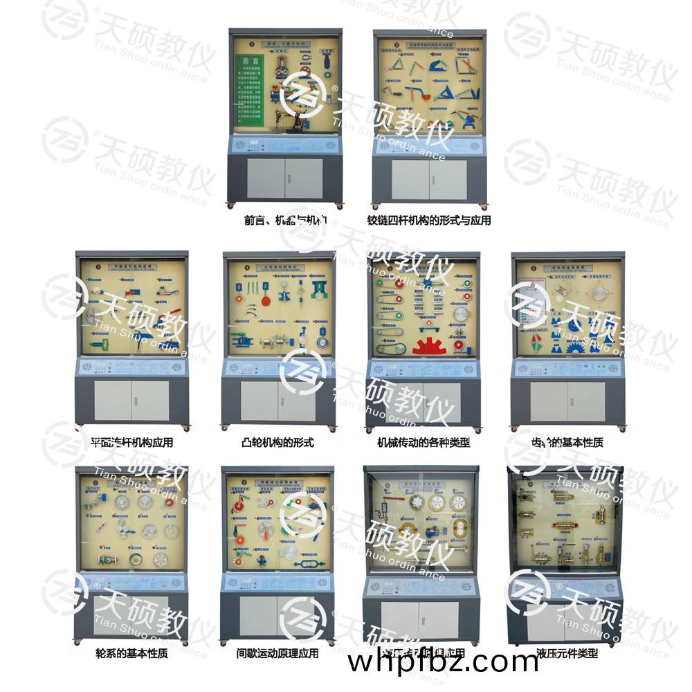 TSSMB-1型(xing) 機(ji)械(xie)基礎(chu)陳(chen)列(lie)櫃（10箇(ge)分(fen)櫃，帶智能語音講解）